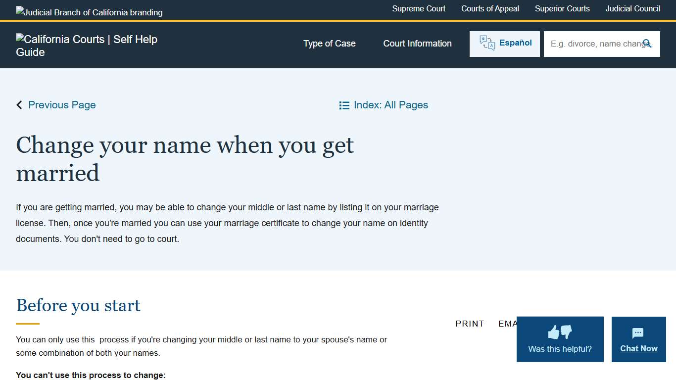 Change your name when you get married California Courts Self Help Guide