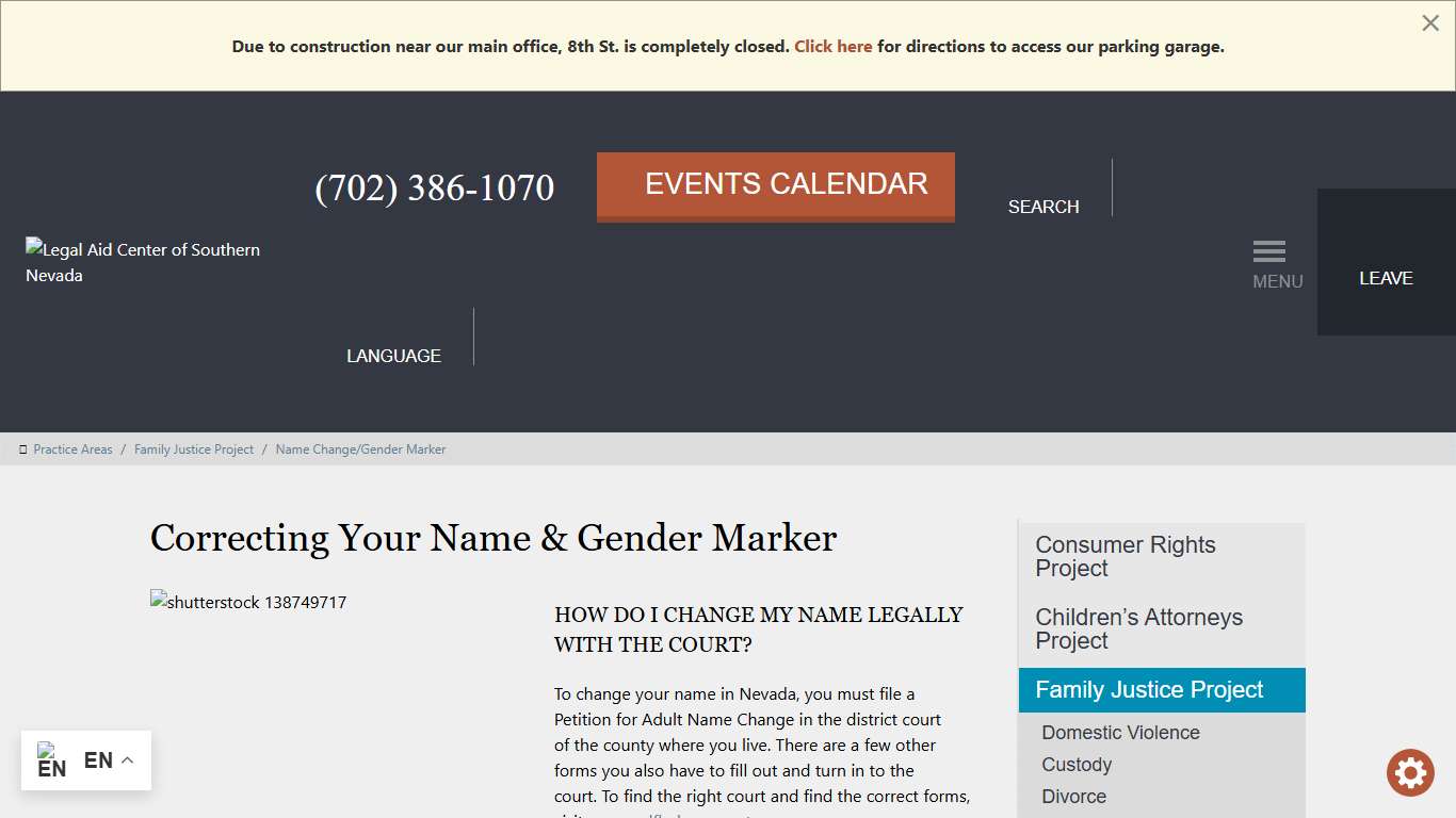 Legal Aid Center of Southern Nevada - Correcting Your Name & Gender Marker